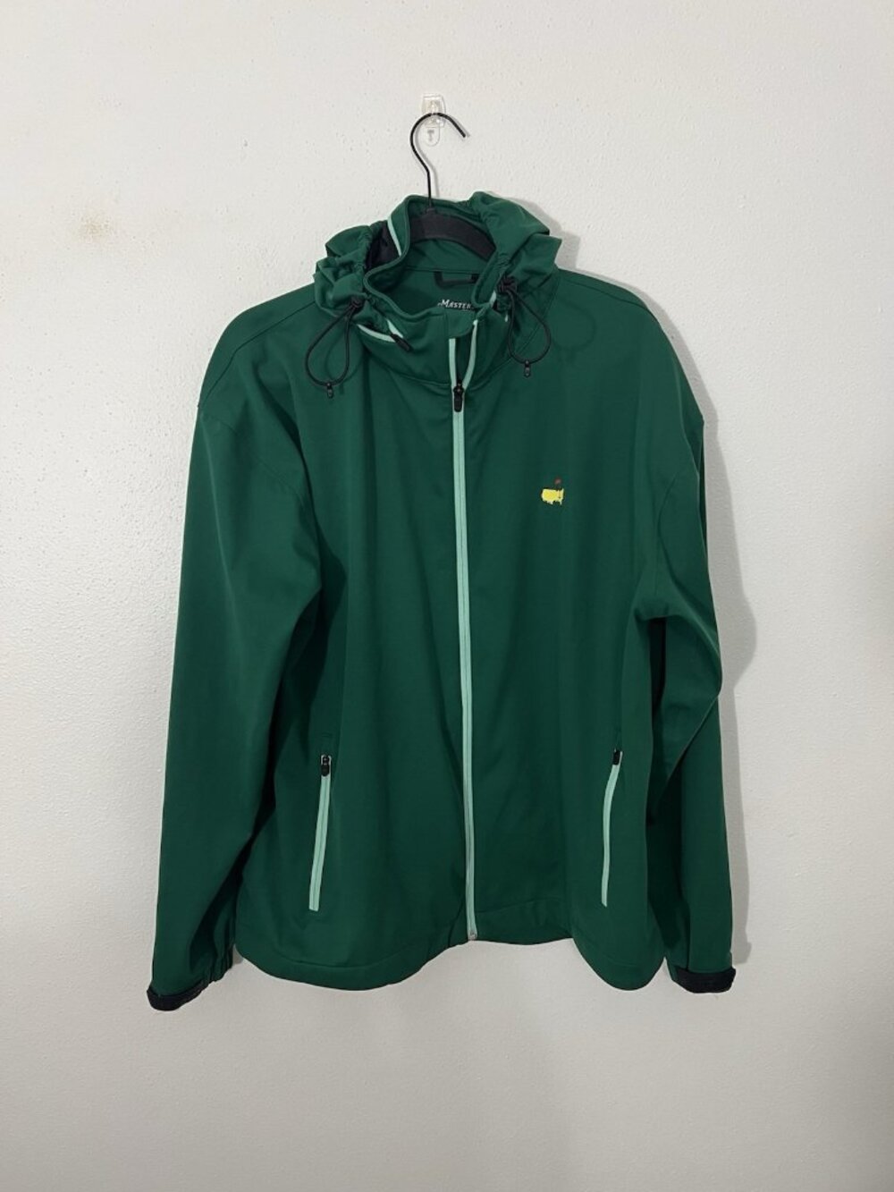 Masters Tech Men’s Green Full Zip Wind Rain Jacket With Hood Size Large Golf